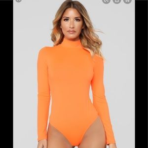 FashionNova Orange Mock Bodysuit